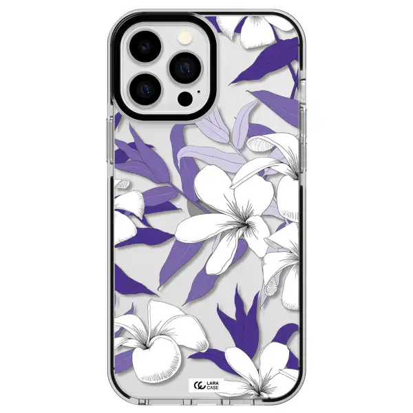 Purple Flower Apple iPhone 13 Pro Max impact black border Case