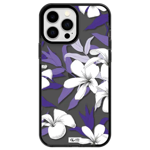 Purple Flower Apple iPhone 13 Pro Max impact Smoke Black Case