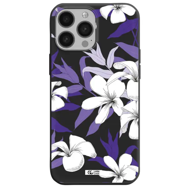 Purple Flower Apple iPhone 13 Pro Silicone black Case