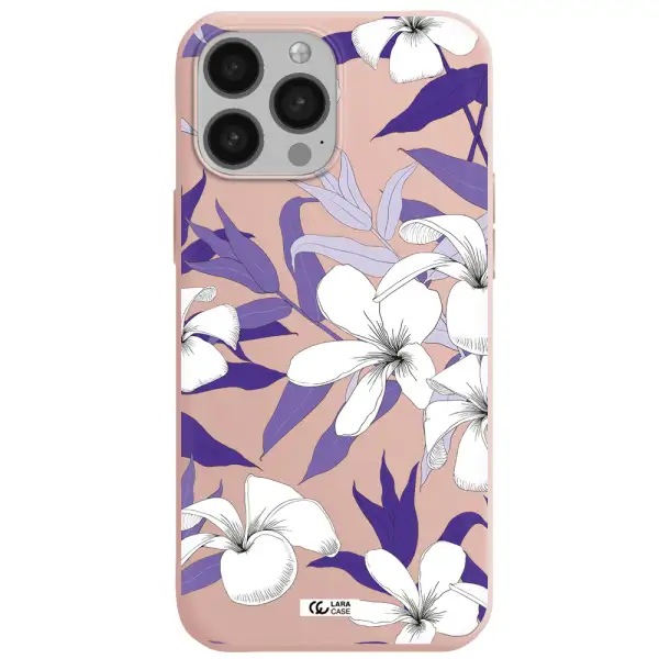 Purple Flower Apple iPhone 13 Pro Silicone pastel pink Case