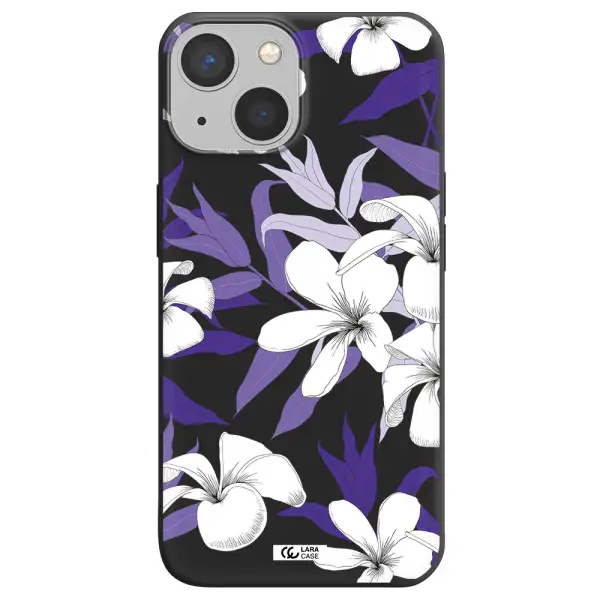 Purple Flower Apple iPhone 13 Silicone black Case