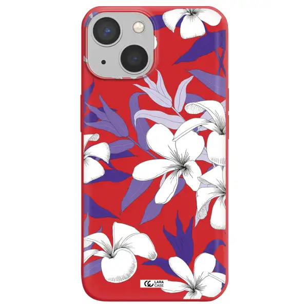 Purple Flower Apple iPhone 13 Silicone Imperial Red Case