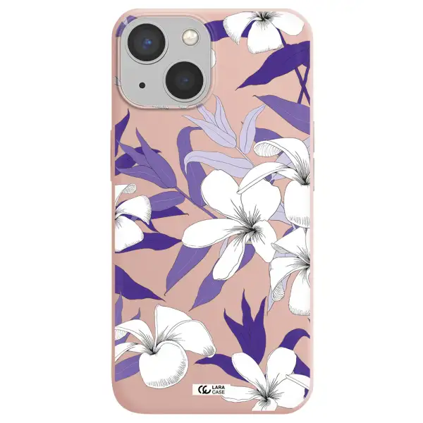 Purple Flower Apple iPhone 13 Silicone pastel pink Case
