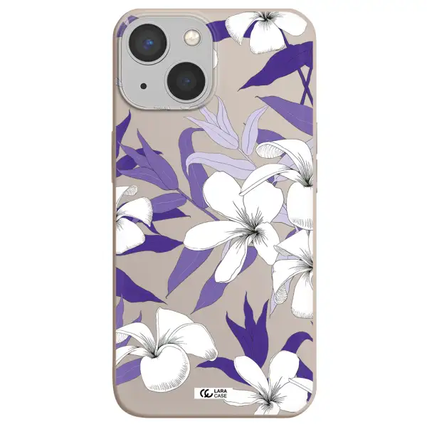 Purple Flower Apple iPhone 13 Silicone Stone Case