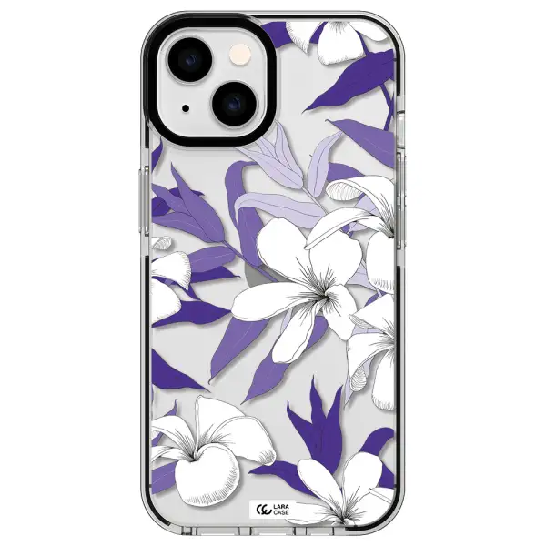 Purple Flower Apple iPhone 14 impact black border Case