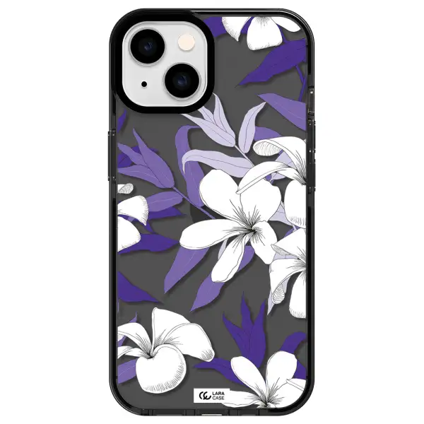 Purple Flower Apple iPhone 14 impact Smoke Black Case