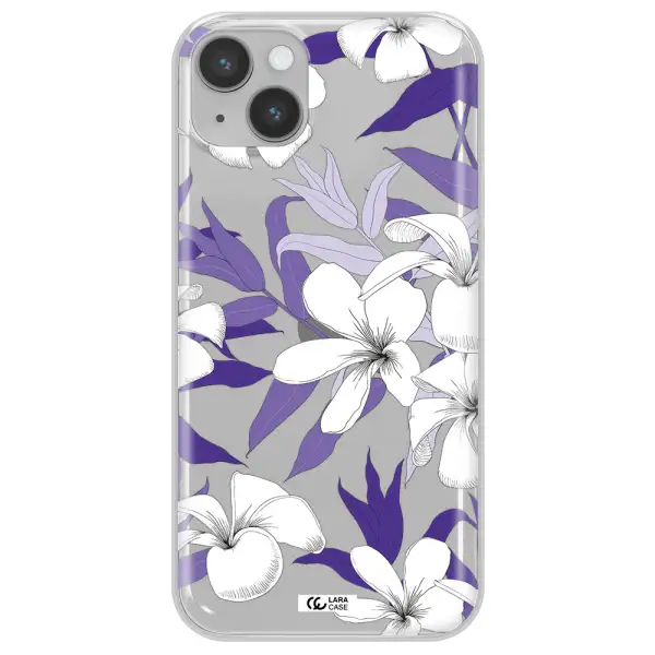 Purple Flower Apple iPhone 14 plus Clear TPU Case