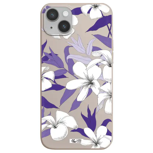Purple Flower Apple iPhone 14 plus Silicone Stone Case