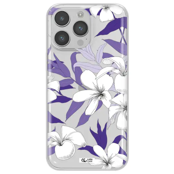 Purple Flower Apple iPhone 14 pro max Clear TPU Case