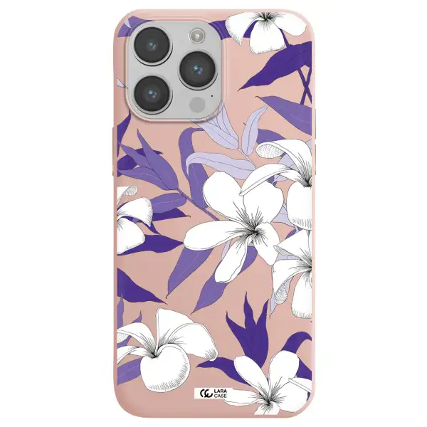 Purple Flower Apple iPhone 14 pro Silicone pastel pink Case