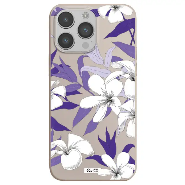 Purple Flower Apple iPhone 14 pro Silicone Stone Case