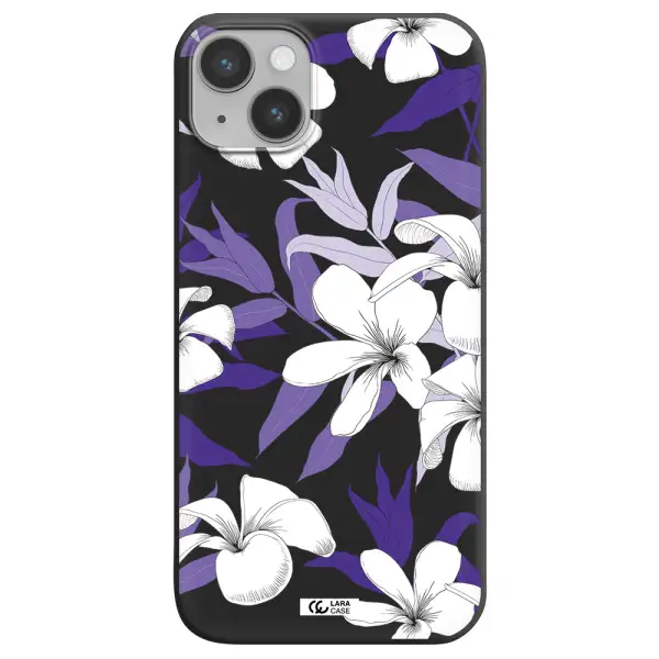 Purple Flower Apple iPhone 14 Silicone black Case