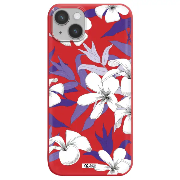 Purple Flower Apple iPhone 14 Silicone Imperial Red Case