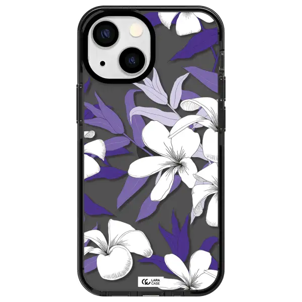 Purple Flower Apple iPhone 15 impact Smoke Black Case
