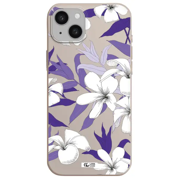 Purple Flower Apple iphone 15 plus Silicone Stone Case
