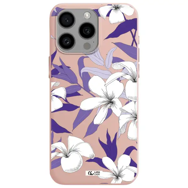 Purple Flower Apple Iphone 15 Pro max Silicone pastel pink Case