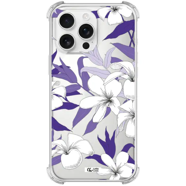 Purple Flower Apple Iphone 16 Pro Max Clear Pc Case