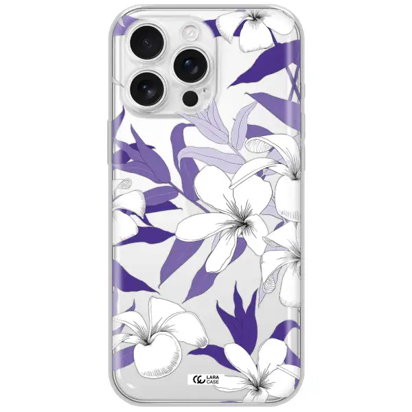 Purple Flower Apple Iphone 16 Pro Max Clear Tpu Case