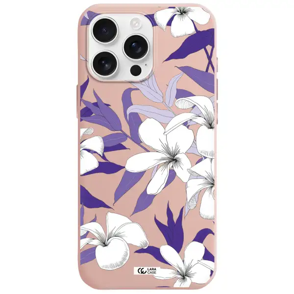 Purple Flower Apple Iphone 16 Pro Max Silicone Pastel Pink Case