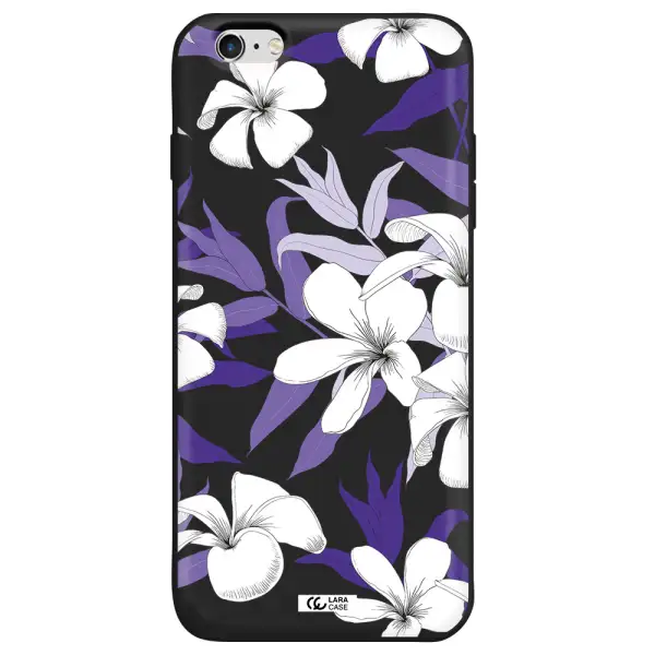 Purple Flower Apple iPhone 6 plus Silicone black Case