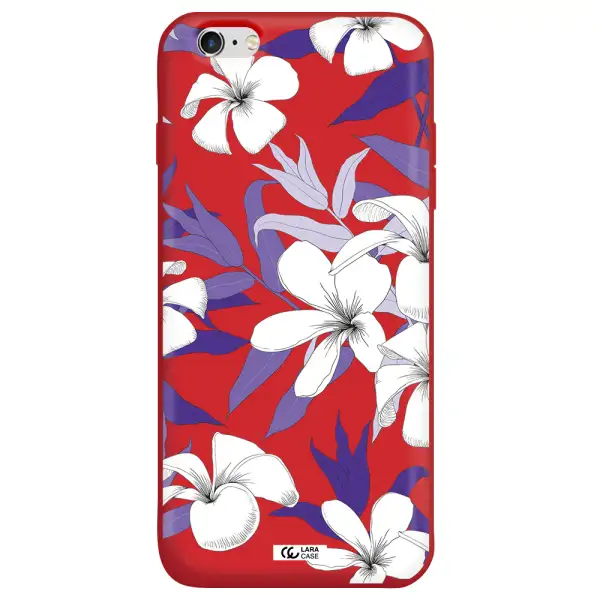 Purple Flower Apple iPhone 6 plus Silicone Imperial Red Case