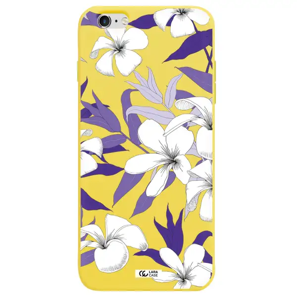 Purple Flower Apple iPhone 6 s plus Silicone canary yellow Case