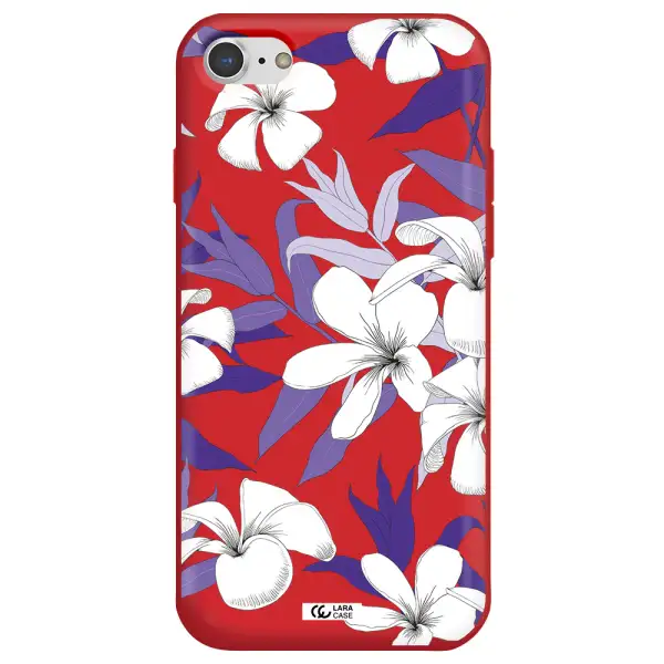 Purple Flower Apple iPhone 7 Silicone Imperial Red Case