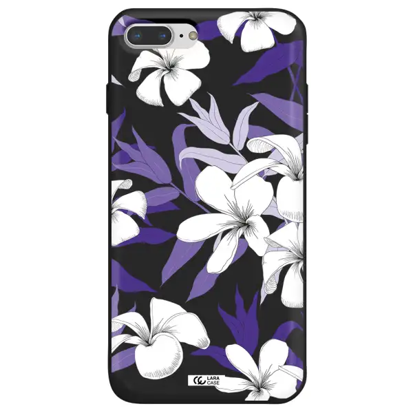 Purple Flower Apple iPhone 8 plus Silicone black Case