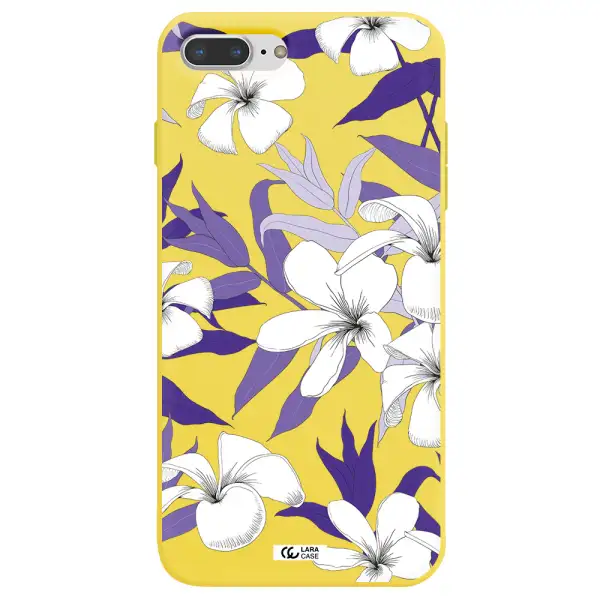 Purple Flower Apple iPhone 8 plus Silicone canary yellow Case