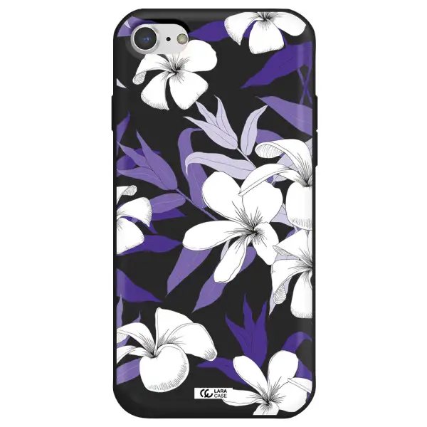 Purple Flower Apple iPhone 8 Silicone black Case