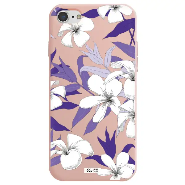 Purple Flower Apple iPhone 8 Silicone pastel pink Case