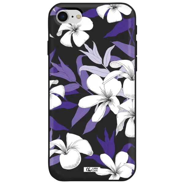 Purple Flower Apple iPhone se 2020 Silicone black Case