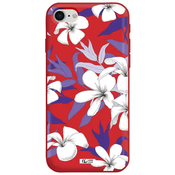 Purple Flower Apple iPhone se 2020 Silicone Imperial Red Case