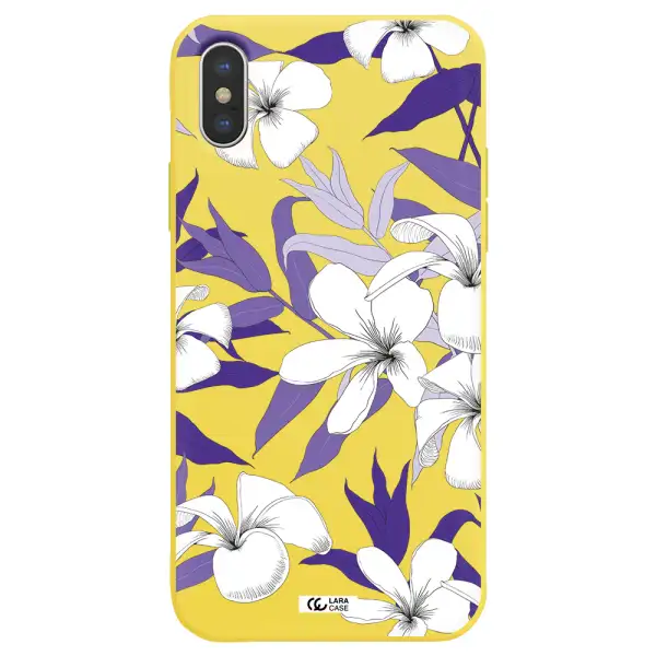 Purple Flower Apple iPhone X Silicone canary yellow Case