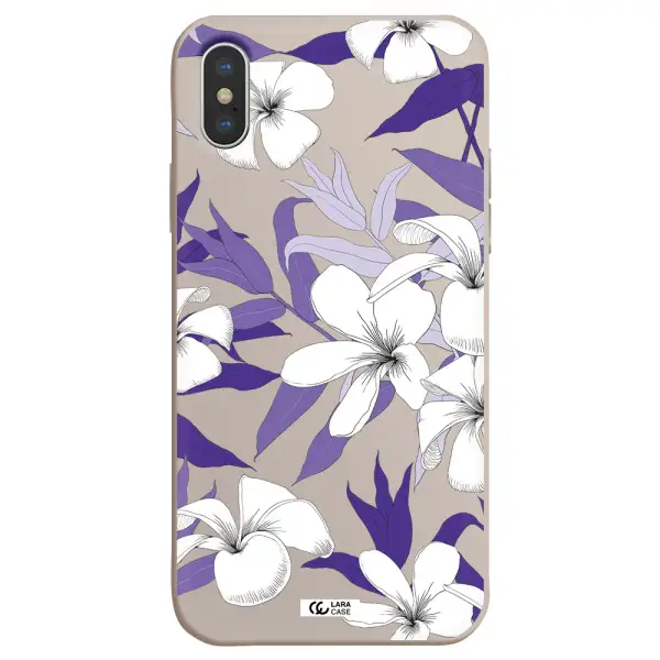 Purple Flower Apple iPhone X Silicone Stone Case