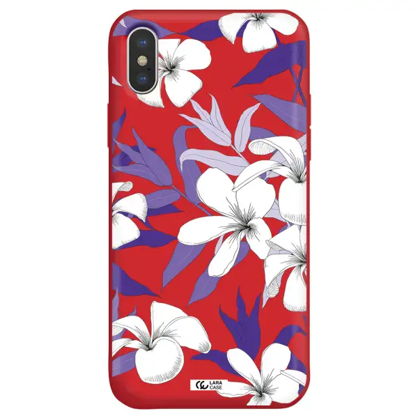 Purple Flower Apple iPhone XS Silicone Imperial Red Case