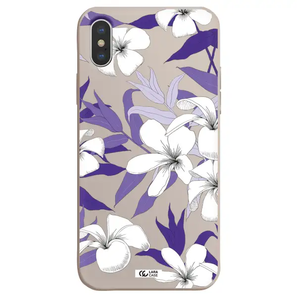 Purple Flower Apple iPhone XS Silicone Stone Case