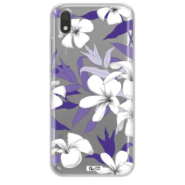 Purple Flower Huawei Honor 8S Clear TPU Case