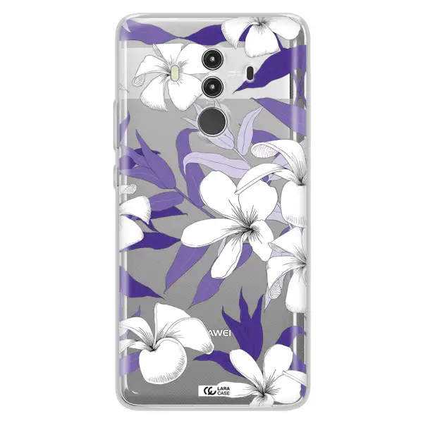 Purple Flower Huawei Mate 10 Clear TPU Case