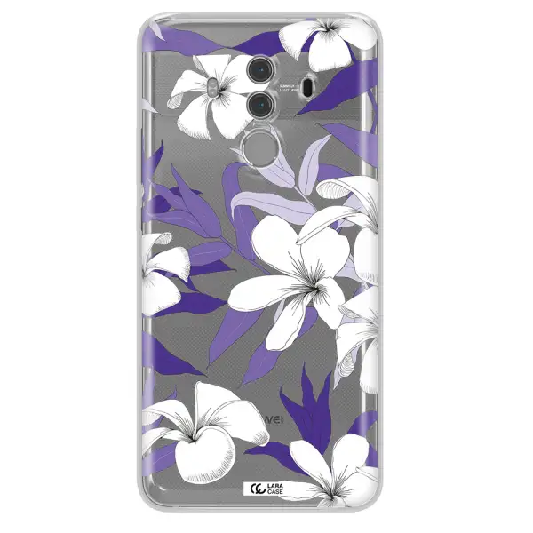 Purple Flower Huawei Mate 10 Pro Clear TPU Case