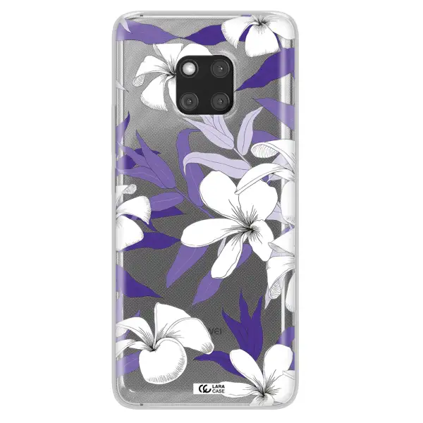 Purple Flower Huawei Mate 20 Pro Clear TPU Case