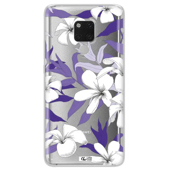 Purple Flower Huawei Mate 20X Clear TPU Case