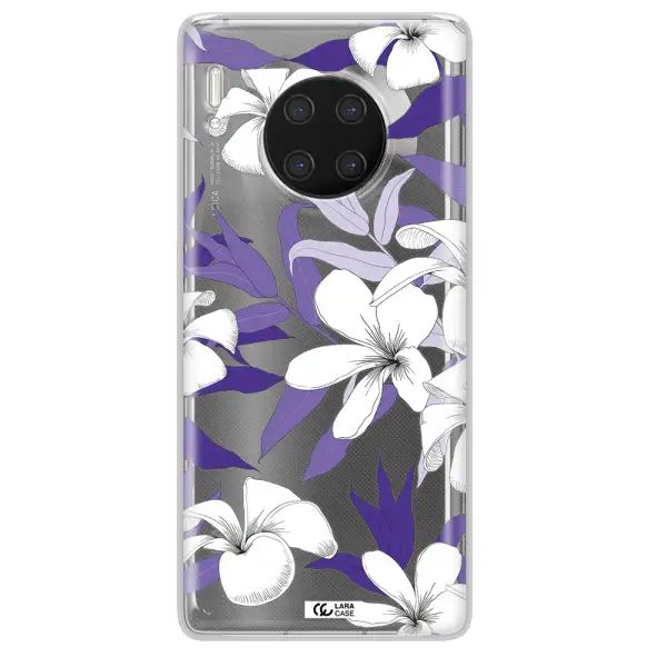 Purple Flower Huawei Mate 30 Pro Clear TPU Case