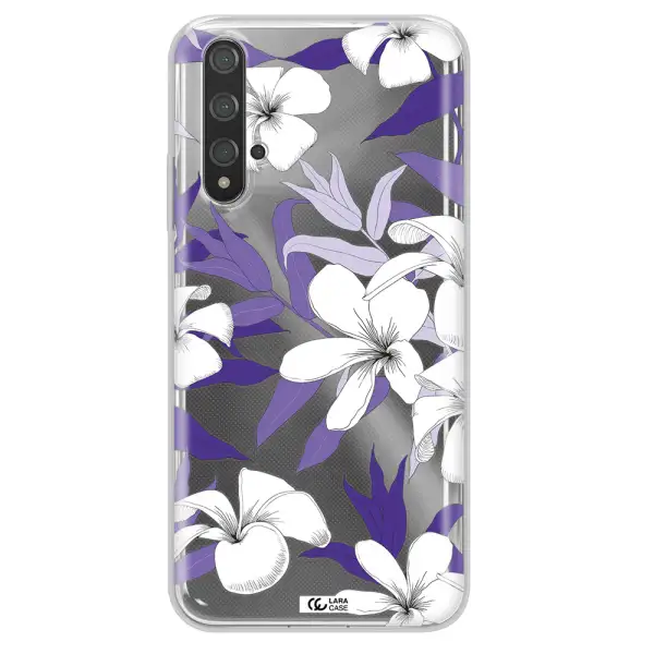Purple Flower Huawei Nova 5t Clear TPU Case