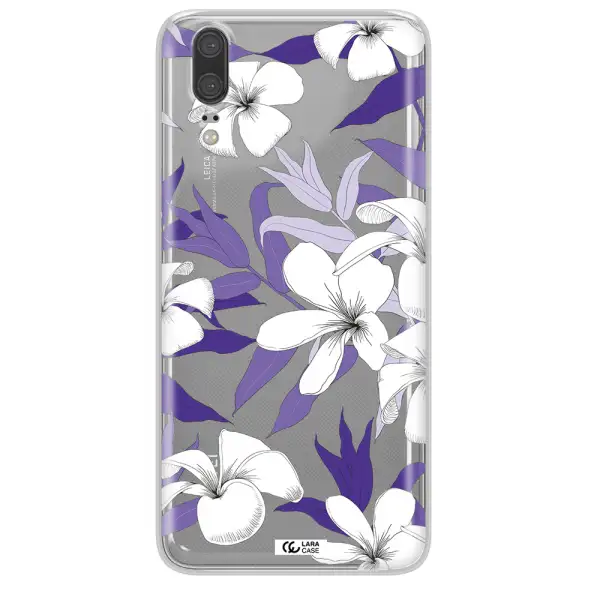 Purple Flower Huawei P20 Clear TPU Case