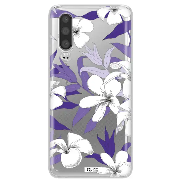 Purple Flower Huawei P30 Clear TPU Case