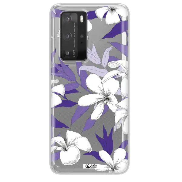 Purple Flower Huawei P40 Pro Clear TPU Case