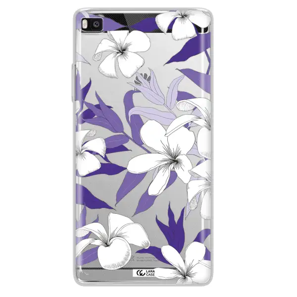 Purple Flower Huawei P8 Clear TPU Case