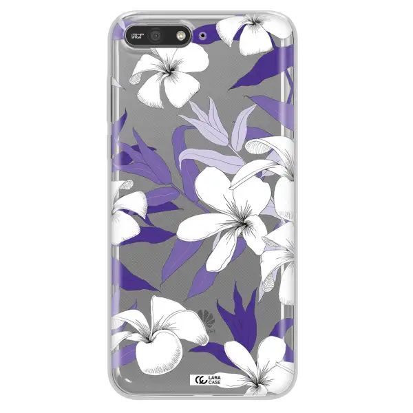 Purple Flower Huawei Y6 2018 Clear TPU Case