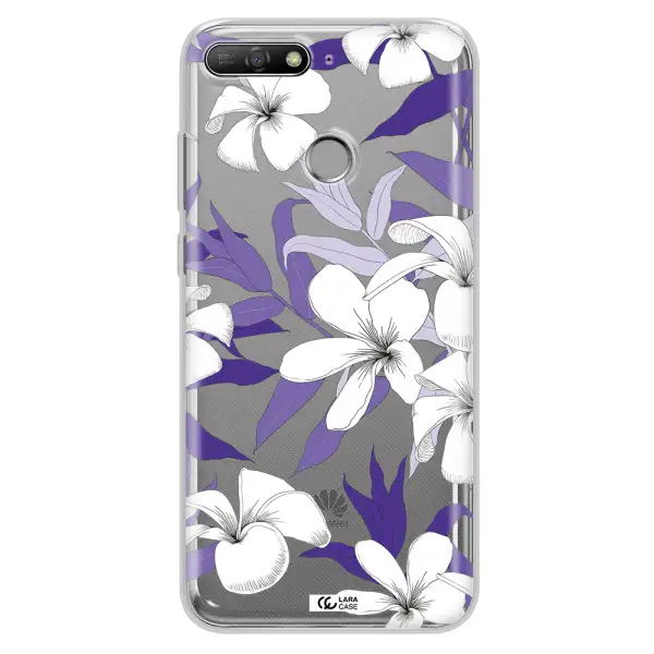 Purple Flower Huawei Y6 Prime 2018 Clear TPU Case